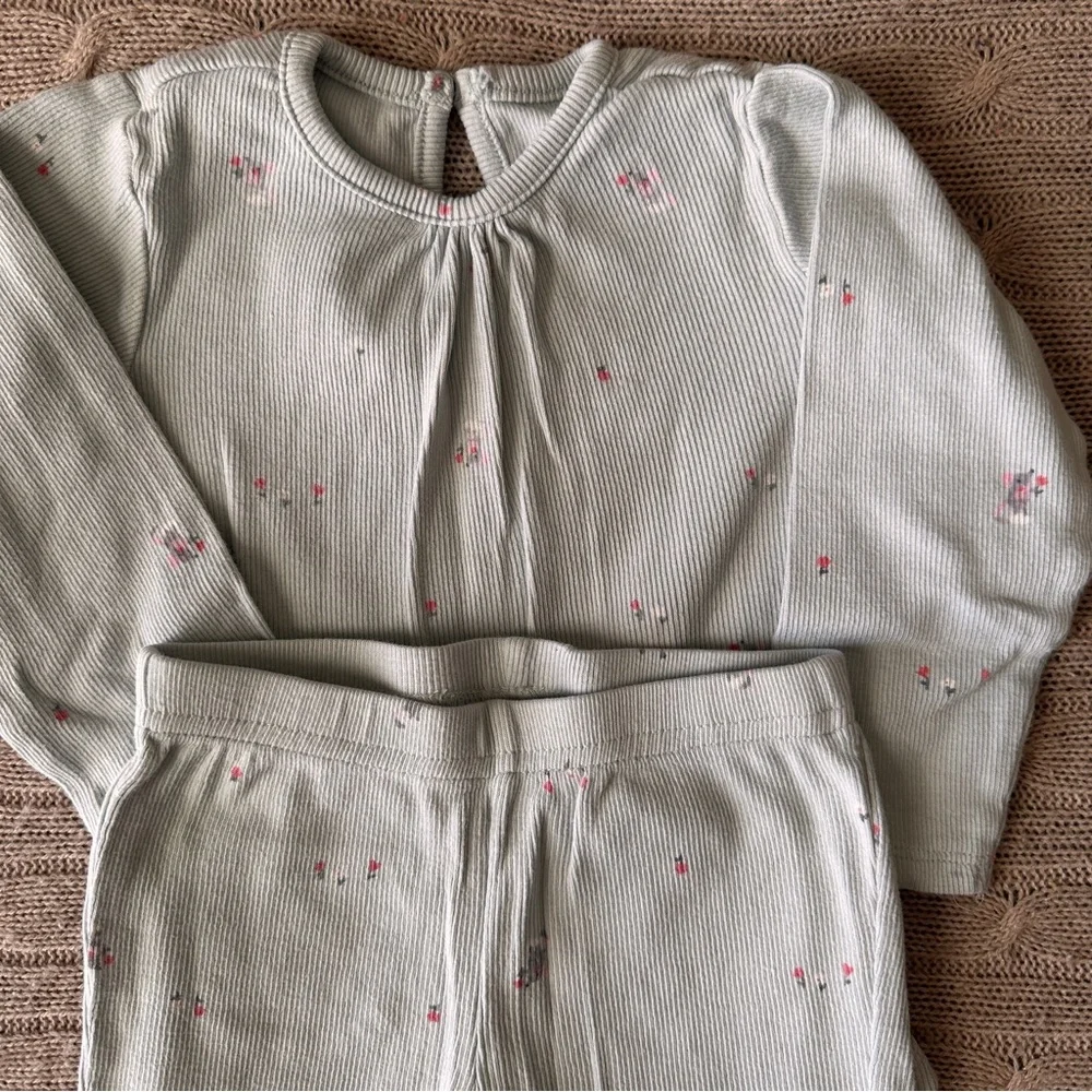 EUC Carter’s Baby Girl Outfit Set, Baby Blue Mouse, 18 Months